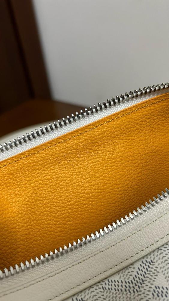 GOYARD Goyardine Canvas With Chevroches Calfskin Baguette Bag Shoulder Bag Women's White BONBONPMLTY-50CL50P size L30cm W10.5cm H12cm