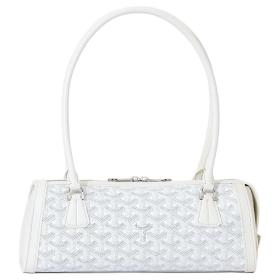 GOYARD Goyardine Canvas With Chevroches Calfskin Baguette Bag Shoulder Bag Women's White BONBONPMLTY-50CL50P size L30cm W10.5cm H12cm