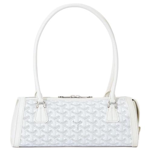 GOYARD Goyardine Canvas With Chevroches Calfskin Baguette Bag Shoulder Bag Women's White BONBONPMLTY-50CL50P size L30cm W10.5cm H12cm
