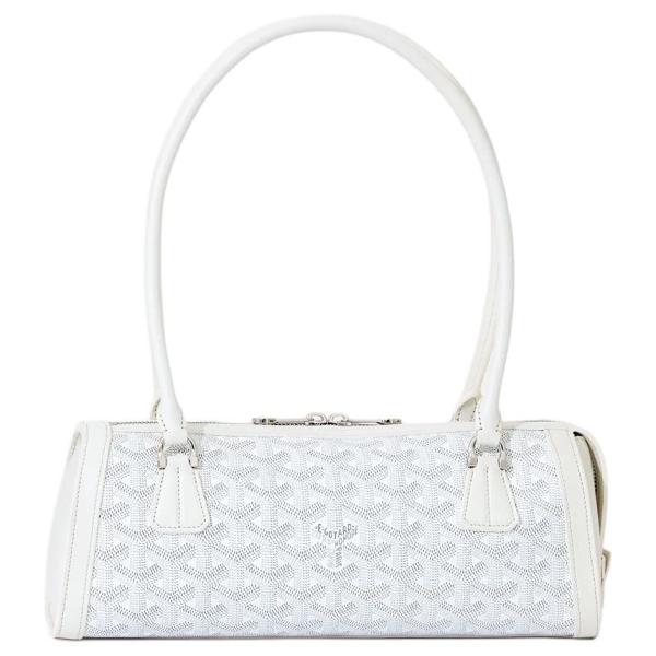 GOYARD Goyardine Canvas With Chevroches Calfskin Baguette Bag Shoulder Bag Women's White BONBONPMLTY-50CL50P size L30cm W10.5cm H12cm