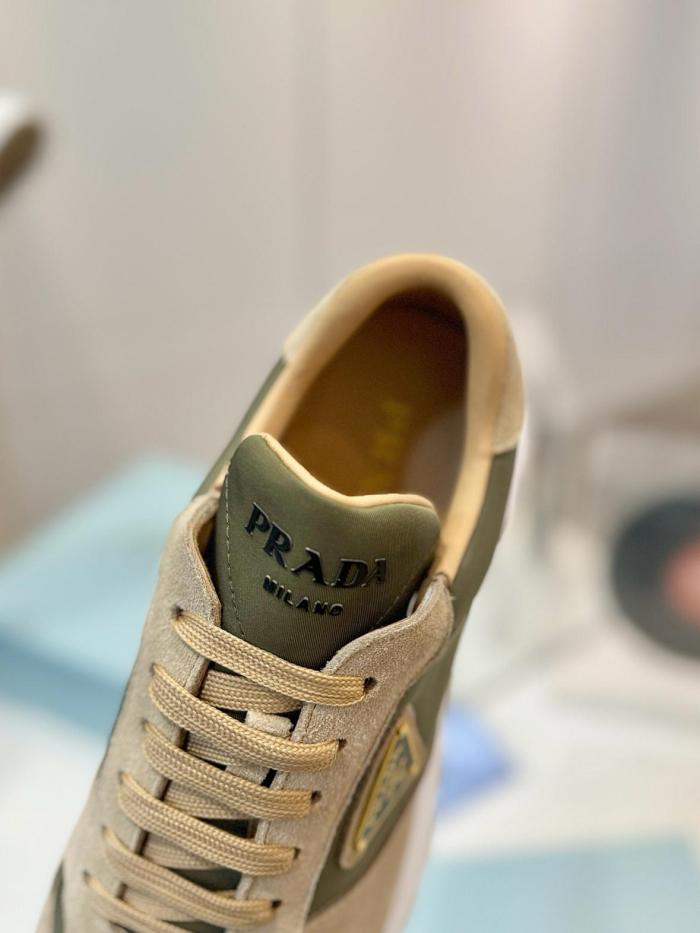 PRADA PRAX 1 Suede Low top Casual Shoes Men's Beige Green