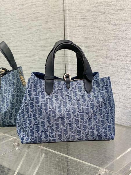DIOR Toujours Oblique Jacquard Fabric Native Bag, One Shoulder Handbag Medium Women's Blue M2821ODCE-M49E size L28.5cm W17cm H21.5cm