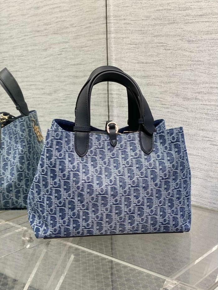 DIOR Toujours Oblique Jacquard Fabric Native Bag, One Shoulder Handbag Medium Women's Blue M2821ODCE-M49E size L28.5cm W17cm H21.5cm