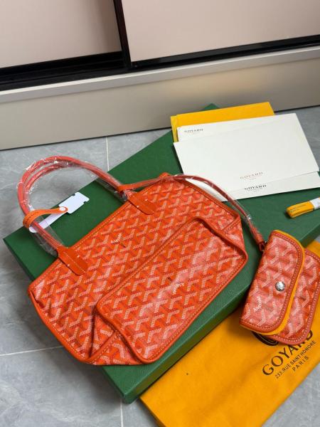 GOYARD Anjou PVC With Cow Leather Tote Bag, Shopping Bag, Handbag Mini Women's Orange ANJOUSMINCG07TYP size L20cm W10cm H20cm