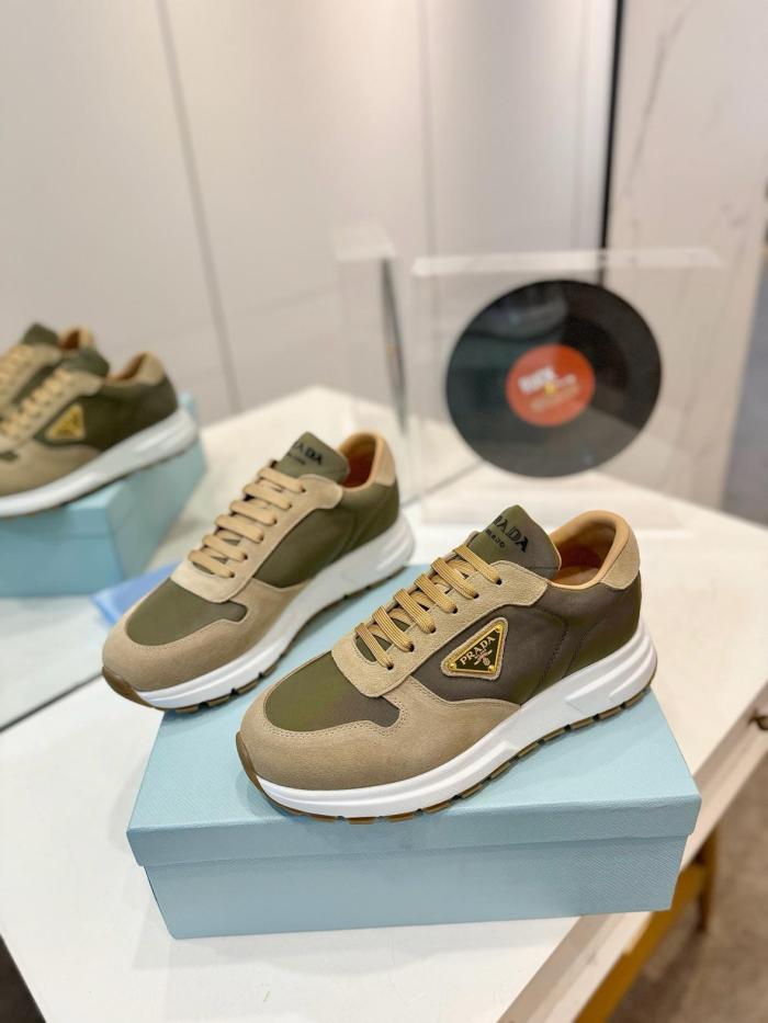 PRADA PRAX 1 Suede Low top Casual Shoes Men's Beige Green