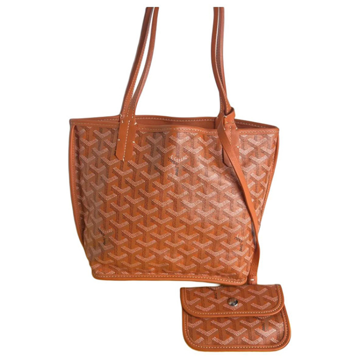 GOYARD Anjou PVC With Cow Leather Tote Bag, Shopping Bag, Handbag Mini Women's Orange ANJOUSMINCG07TYP size L20cm W10cm H20cm