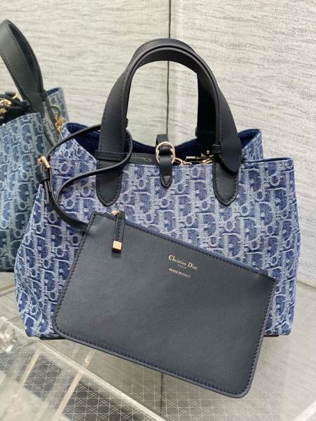 DIOR Toujours Oblique Jacquard Fabric Native Bag, One Shoulder Handbag Medium Women's Blue M2821ODCE-M49E size L28.5cm W17cm H21.5cm