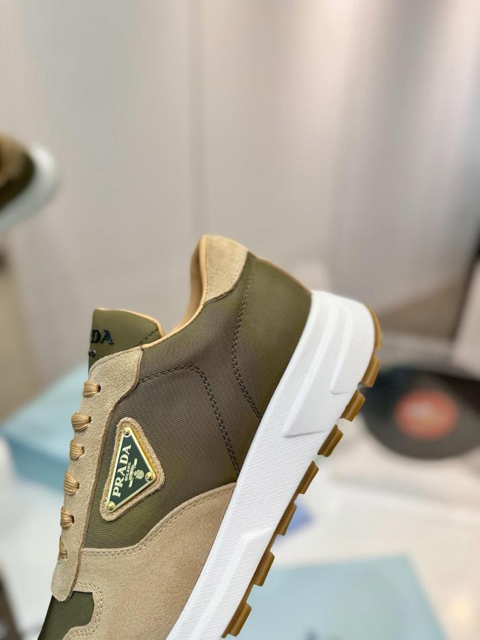 PRADA PRAX 1 Suede Low top Casual Shoes Men's Beige Green