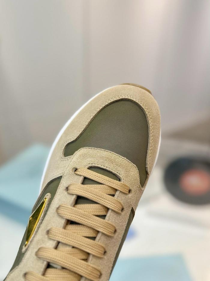 PRADA PRAX 1 Suede Low top Casual Shoes Men's Beige Green