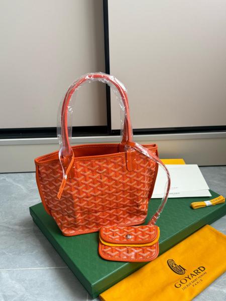 GOYARD Anjou PVC With Cow Leather Tote Bag, Shopping Bag, Handbag Mini Women's Orange ANJOUSMINCG07TYP size L20cm W10cm H20cm