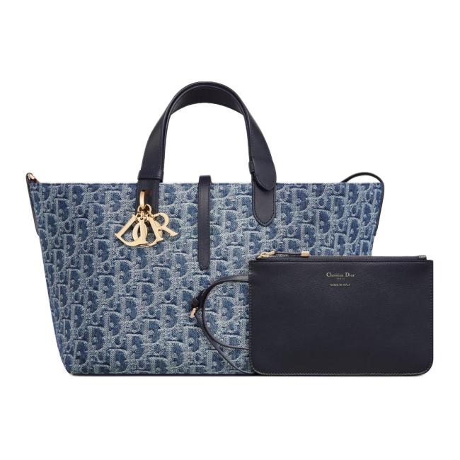 DIOR Toujours Oblique Jacquard Fabric Native Bag, One Shoulder Handbag Medium Women's Blue M2821ODCE-M49E size L28.5cm W17cm H21.5cm