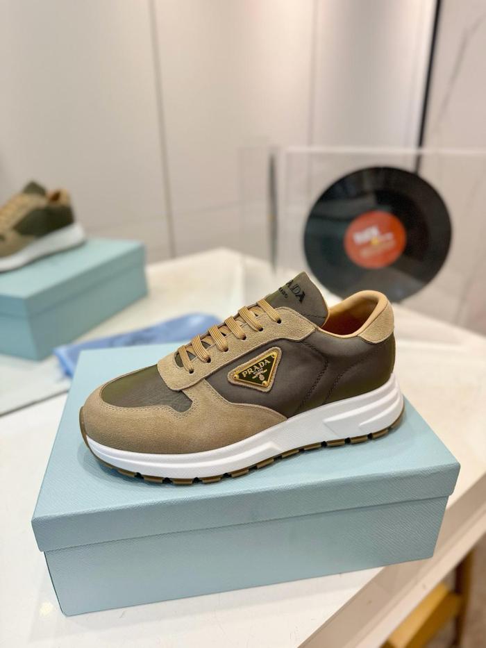PRADA PRAX 1 Suede Low top Casual Shoes Men's Beige Green