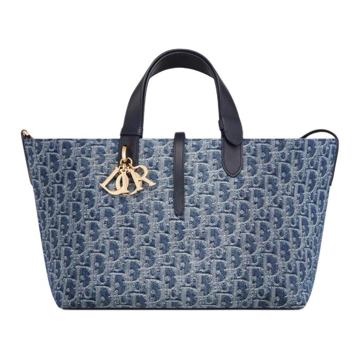 DIOR Toujours Oblique Jacquard Fabric Native Bag, One Shoulder Handbag Medium Women's Blue M2821ODCE-M49E size L28.5cm W17cm H21.5cm