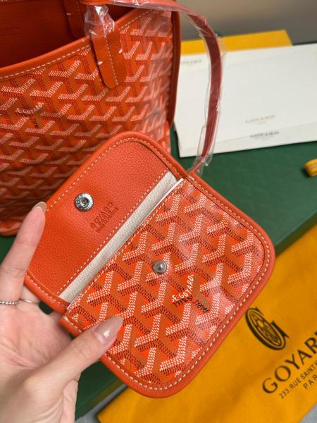 GOYARD Anjou PVC With Cow Leather Tote Bag, Shopping Bag, Handbag Mini Women's Orange ANJOUSMINCG07TYP size L20cm W10cm H20cm