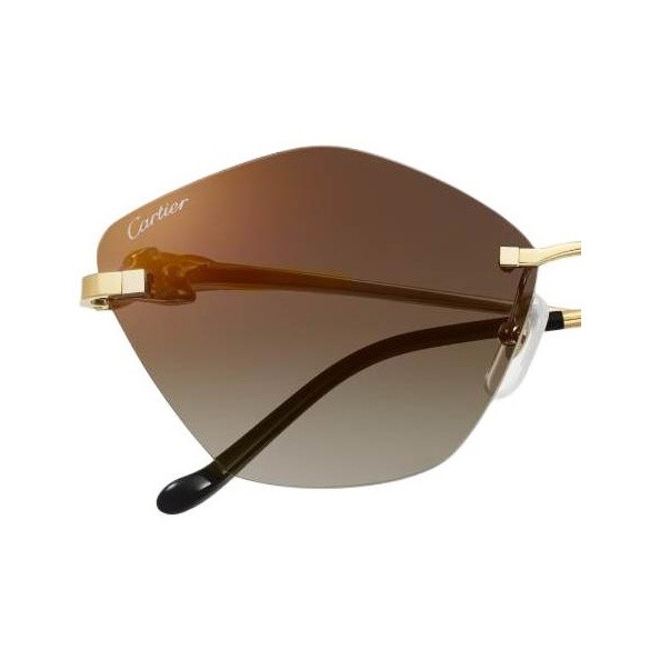 CARTIER Metal Irregular Shape Sunglasses Unisex Gold
