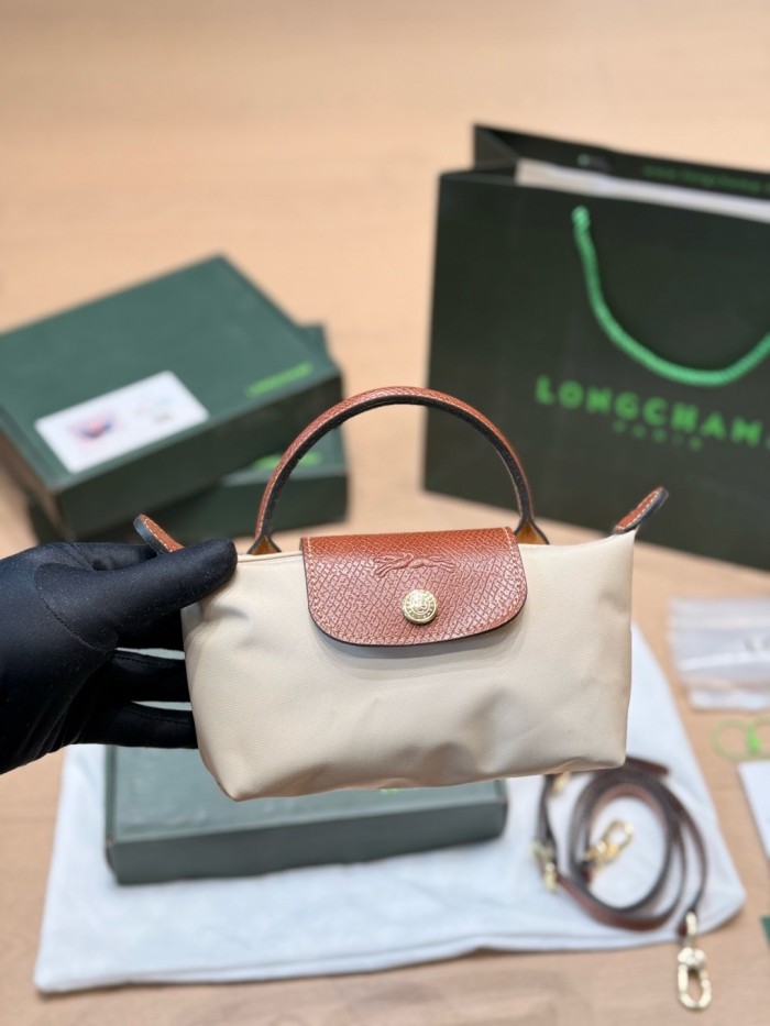 LONGCHAMP Le Pliage Recycled Canvas With Leather Trim Dumpling Bag Handbag Women's Paper Color 34175089555 size 17*6*11cm