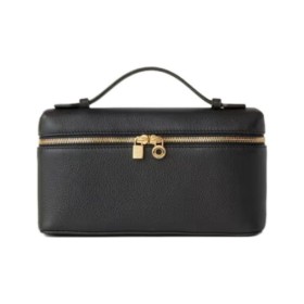 Loro Piana ExtraPocket Leather One Shoulder Handbag Women's Black FAN4045-8000 size L20 W6 H11cm