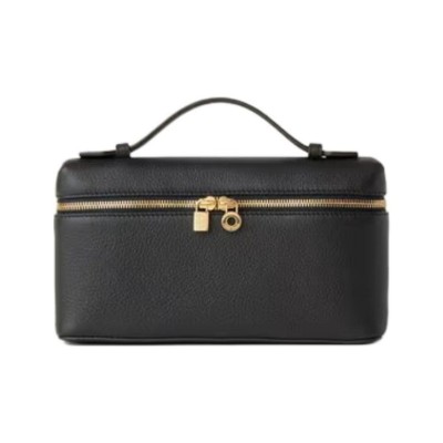 Loro Piana ExtraPocket Leather One Shoulder Handbag Women's Black FAN4045-8000 size L20 W6 H11cm
