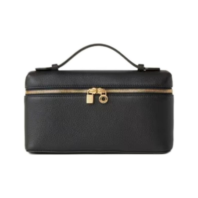 Loro Piana ExtraPocket Leather One Shoulder Handbag Women's Black FAN4045-8000 size L20 W6 H11cm