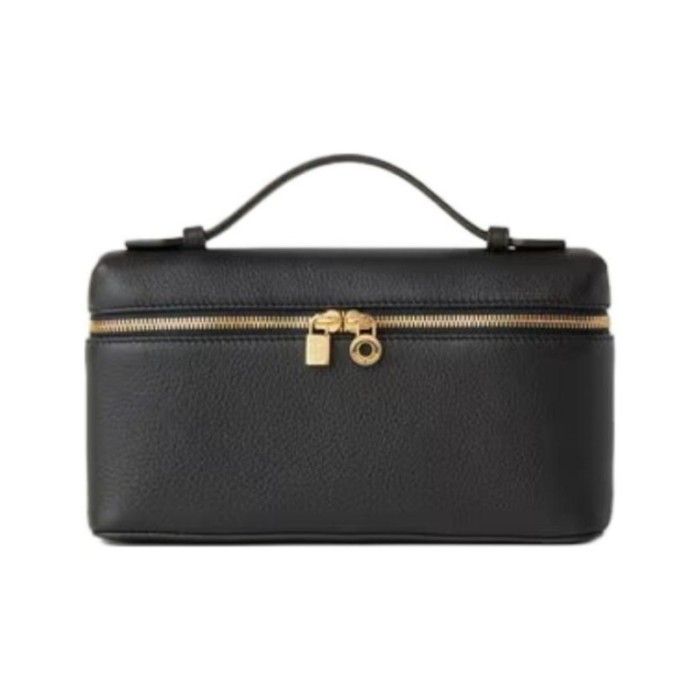 Loro Piana ExtraPocket Leather One Shoulder Handbag Women's Black FAN4045-8000 size L20 W6 H11cm