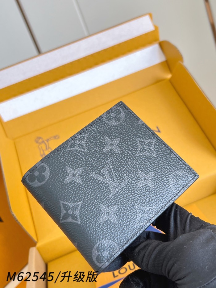 LOUIS VUITTON Marco Canvas With Leather Wallet Men's Black Gray M62545 size L11cm W2.5cm H9cm