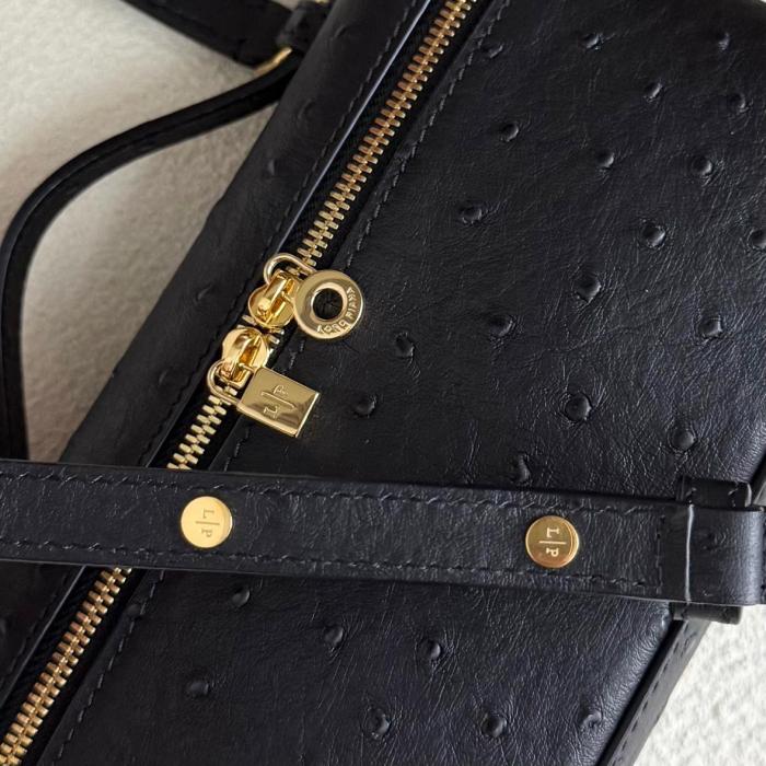 Loro Piana ExtraPocket Ostrich Leather Handbag Women's Black FAN4199804L size L19 W6.5 H11cm