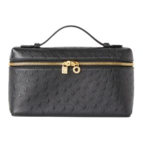 Loro Piana ExtraPocket Ostrich Leather Handbag Women's Black FAN4199804L size L19 W6.5 H11cm