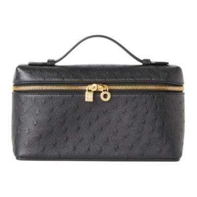 Loro Piana ExtraPocket Ostrich Leather Handbag Women's Black FAN4199804L size L19 W6.5 H11cm