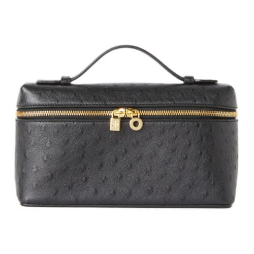 Loro Piana ExtraPocket Ostrich Leather Handbag Women's Black FAN4199804L size L19 W6.5 H11cm