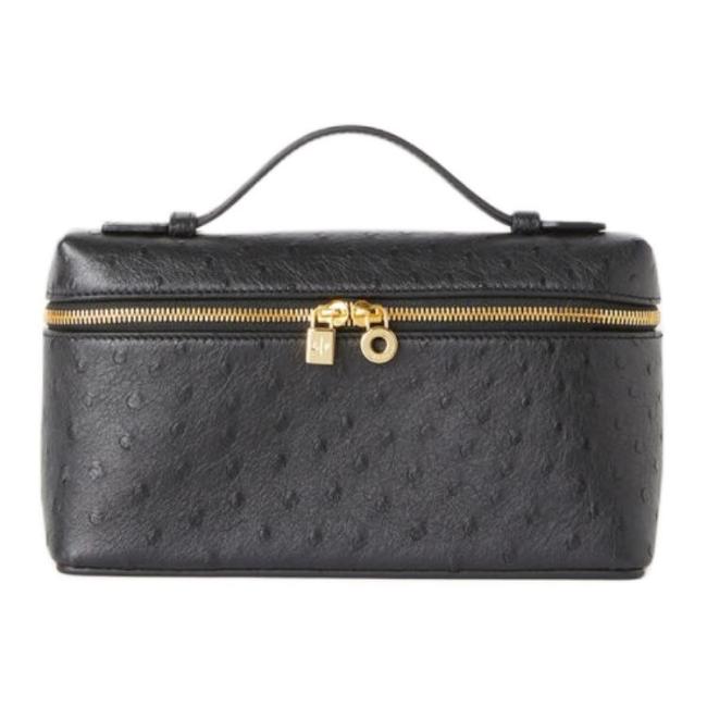Loro Piana ExtraPocket Ostrich Leather Handbag Women's Black FAN4199804L size L19 W6.5 H11cm