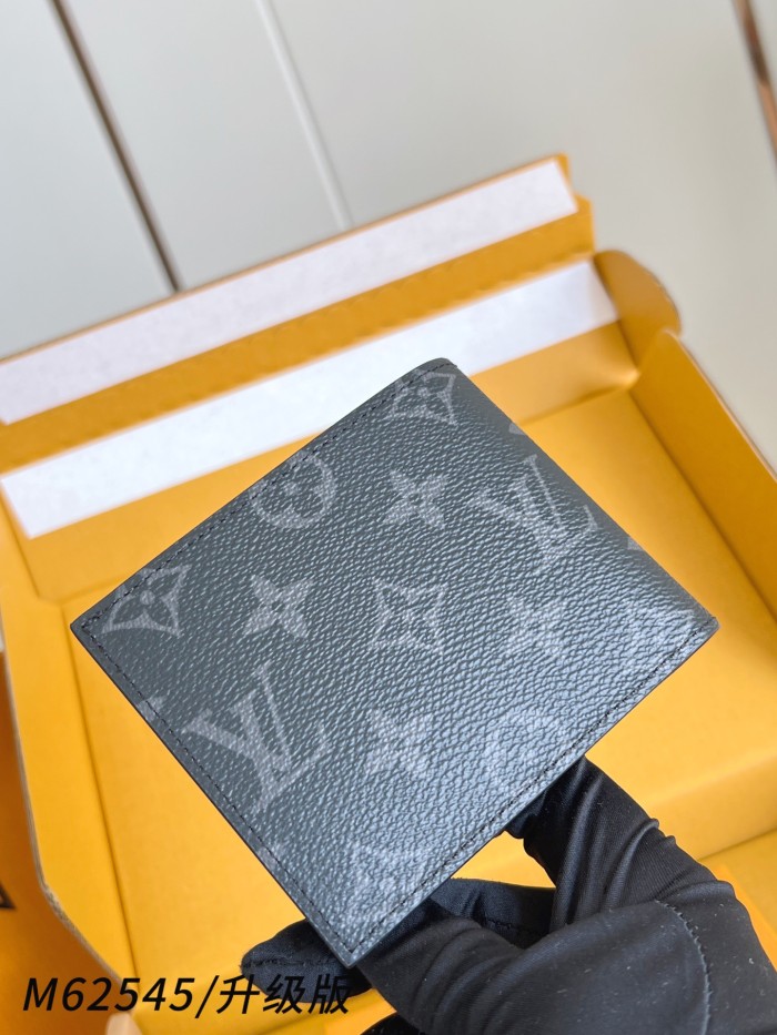 LOUIS VUITTON Marco Canvas With Leather Wallet Men's Black Gray M62545 size L11cm W2.5cm H9cm