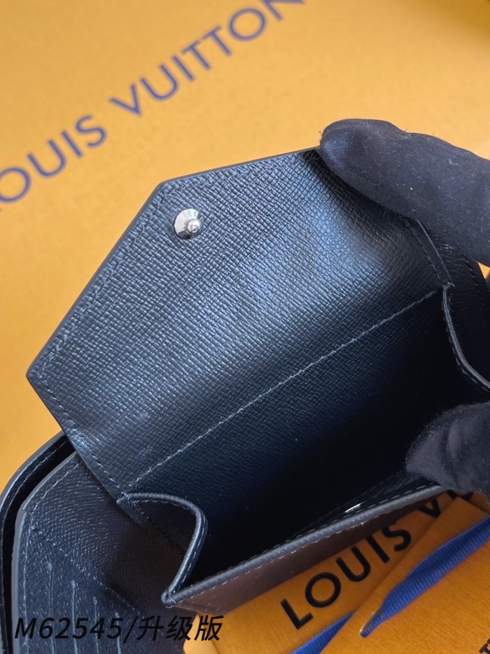 LOUIS VUITTON Marco Canvas With Leather Wallet Men's Black Gray M62545 size L11cm W2.5cm H9cm