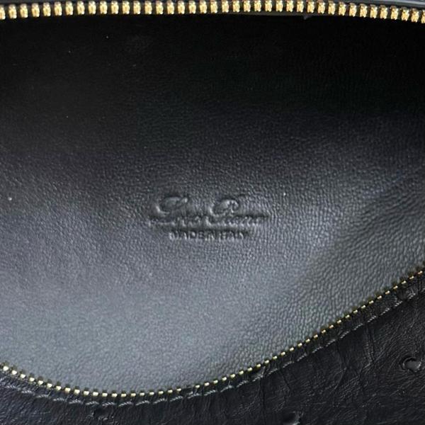 Loro Piana ExtraPocket Ostrich Leather Handbag Women's Black FAN4199804L size L19 W6.5 H11cm