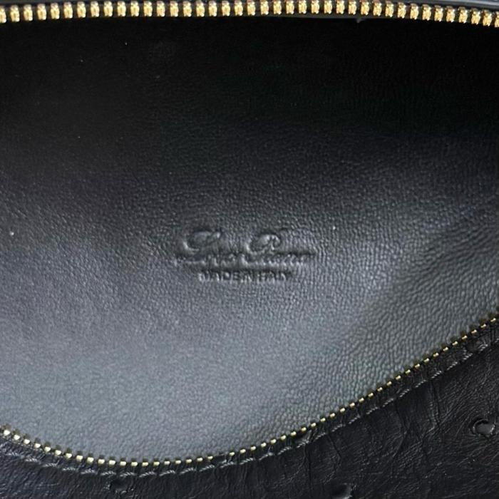 Loro Piana ExtraPocket Ostrich Leather Handbag Women's Black FAN4199804L size L19 W6.5 H11cm