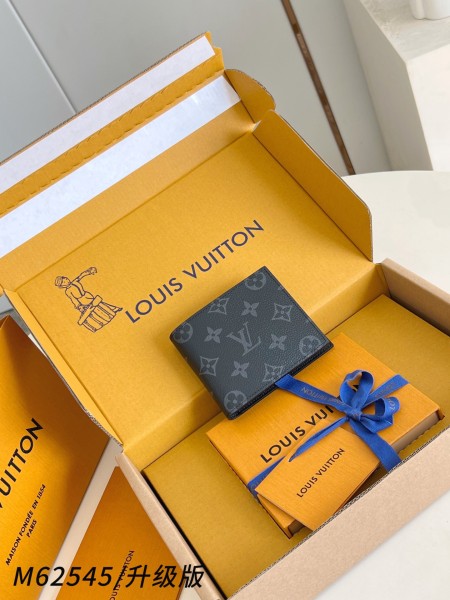 LOUIS VUITTON Marco Canvas With Leather Wallet Men's Black Gray M62545 size L11cm W2.5cm H9cm