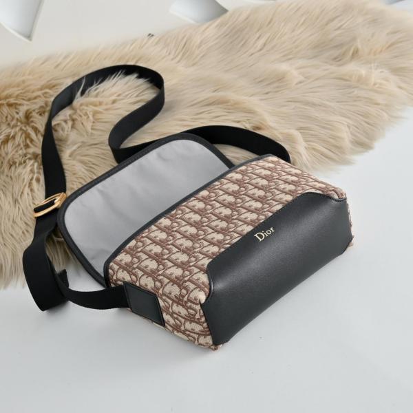 DIOR Cow Leather Messenger Bag, Shoulder Bag, Crossbody Bag Mini Unisex Brown 2DBCA627YUS-H45E size L20cm W7.5cm H16cm