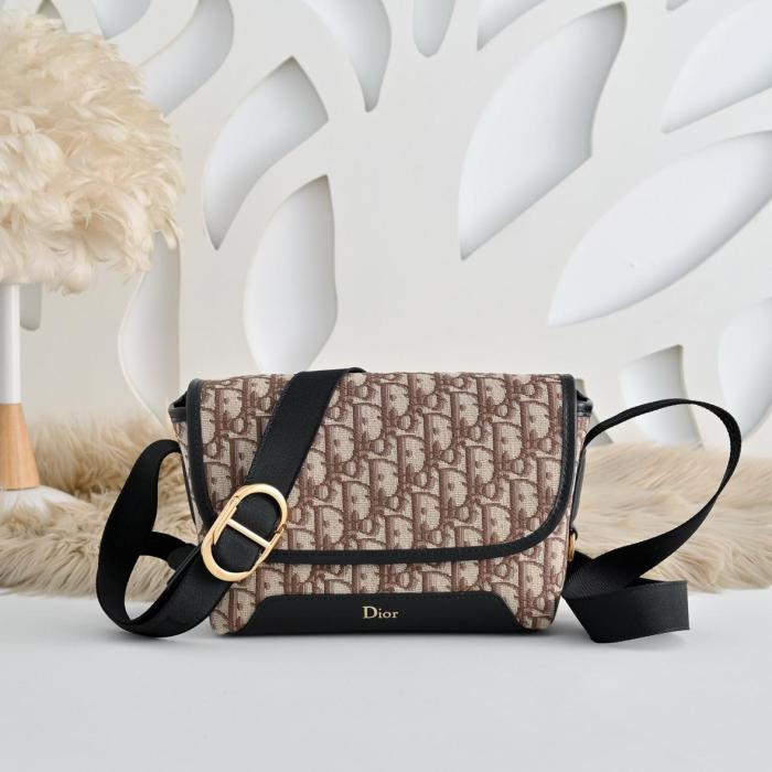DIOR Cow Leather Messenger Bag, Shoulder Bag, Crossbody Bag Mini Unisex Brown 2DBCA627YUS-H45E size L20cm W7.5cm H16cm