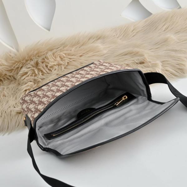 DIOR Cow Leather Messenger Bag, Shoulder Bag, Crossbody Bag Mini Unisex Brown 2DBCA627YUS-H45E size L20cm W7.5cm H16cm