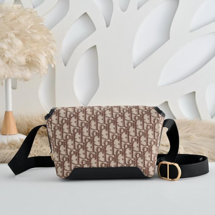DIOR Cow Leather Messenger Bag, Shoulder Bag, Crossbody Bag Mini Unisex Brown 2DBCA627YUS-H45E size L20cm W7.5cm H16cm