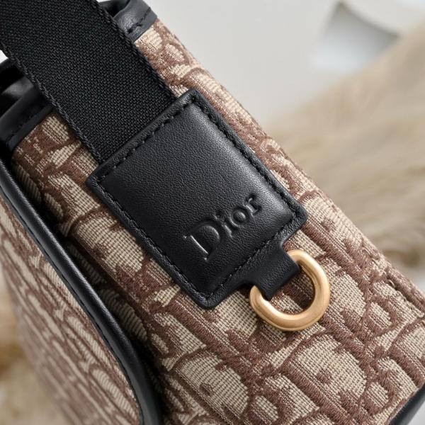 DIOR Cow Leather Messenger Bag, Shoulder Bag, Crossbody Bag Mini Unisex Brown 2DBCA627YUS-H45E size L20cm W7.5cm H16cm