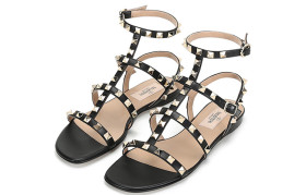Valentino Garavani Rockstud Ankle-strap Flat Sandals