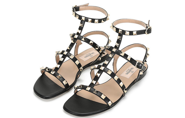 Valentino Garavani Rockstud Ankle-strap Flat Sandals