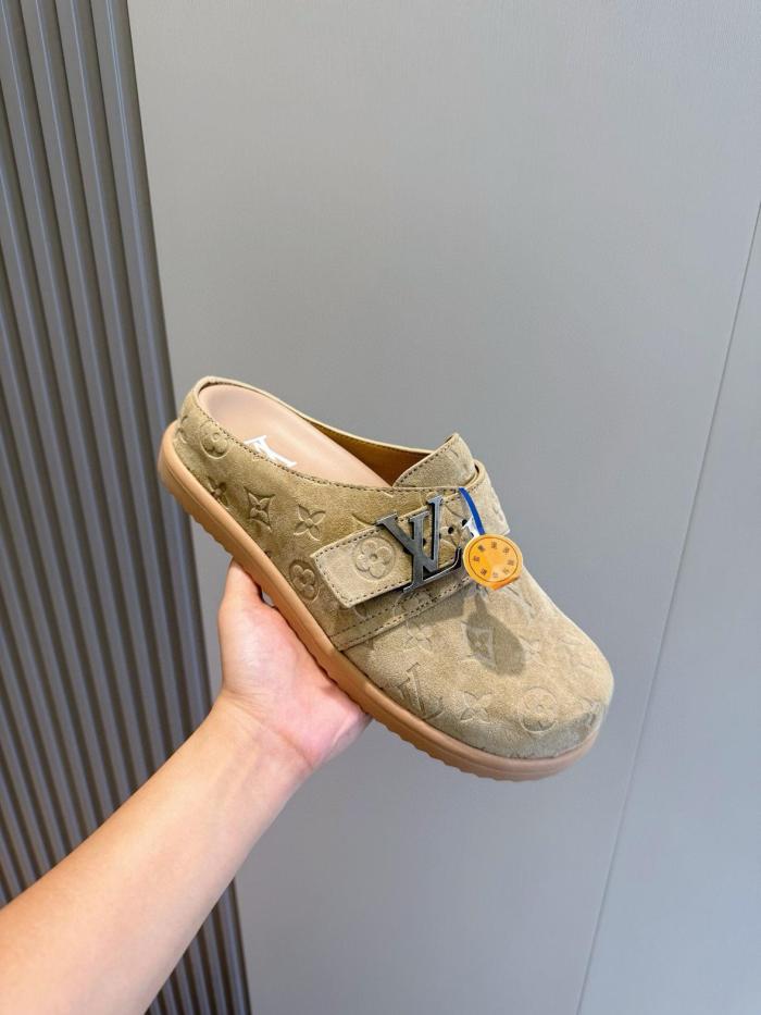 LOUIS VUITTON Easy Closed Toe Slippers Men's Brown