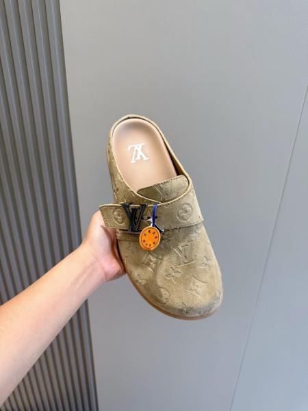 LOUIS VUITTON Easy Closed Toe Slippers Men's Brown