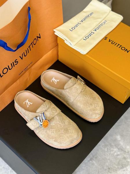 LOUIS VUITTON Easy Closed Toe Slippers Men's Brown
