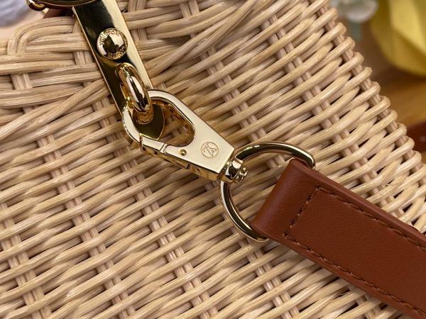 LOUIS VUITTON Capucines Rattan With Cow Leather Handbag Mini Women's Beige & Brown M28542 size L26.9cm W8.9cm H18cm