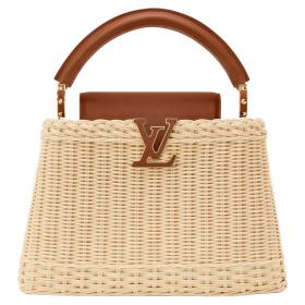 LOUIS VUITTON Capucines Rattan With Cow Leather Handbag Mini Women's Beige & Brown M28542 size L26.9cm W8.9cm H18cm