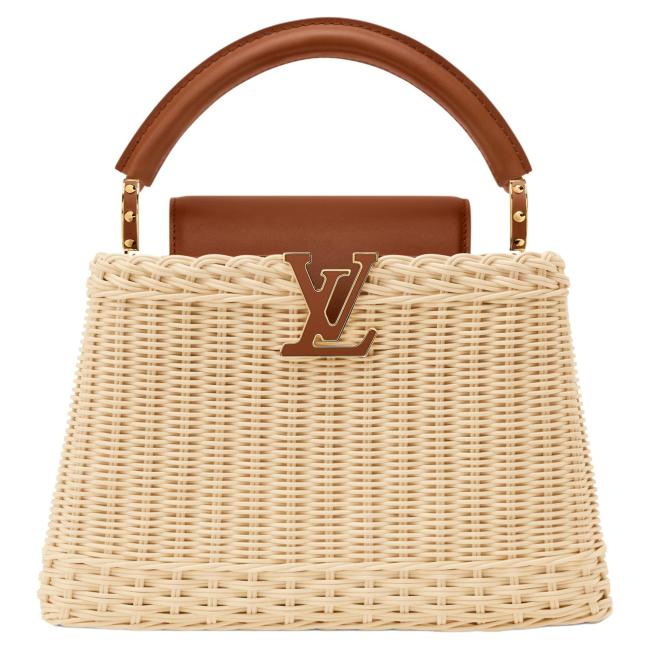 LOUIS VUITTON Capucines Rattan With Cow Leather Handbag Mini Women's Beige & Brown M28542 size L26.9cm W8.9cm H18cm