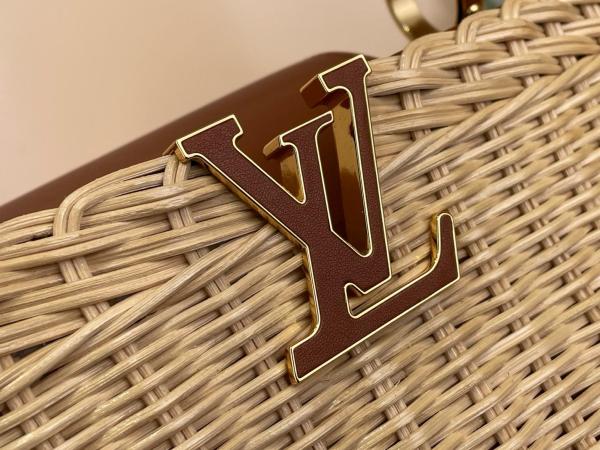 LOUIS VUITTON Capucines Rattan With Cow Leather Handbag Mini Women's Beige & Brown M28542 size L26.9cm W8.9cm H18cm