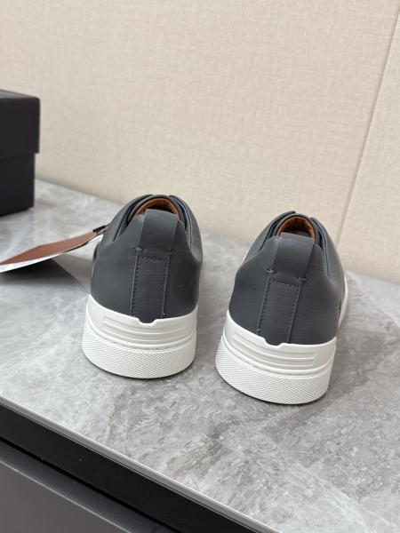 Ermenegildo Zegna Triple Stitch Leather Low top Skateboard Shoes Men's Dark Gray